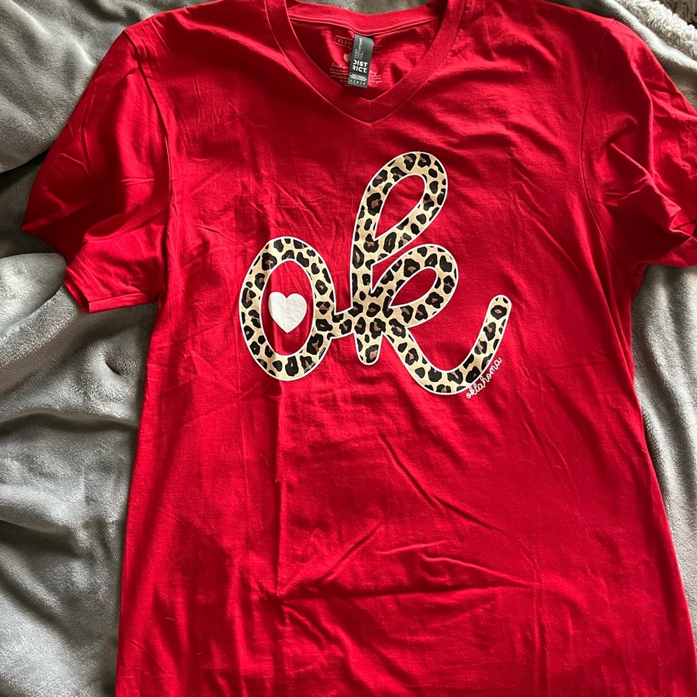 Calamity Jane Red Short Sleeve Tee with Leopard Print Design